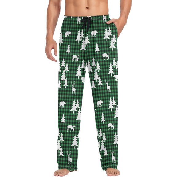 Top-kevin Men's Pajama Bottoms Buffalo Plaid Forest Mens Pajama Pants Christmas Sleep Pants Lounge PJ Pants