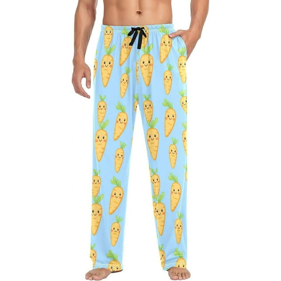 Top-kevin Men's Pajama Bottoms, Sleeping Long Pant Cute Carrot Pajamas Lounge Wear Sleepwear Pants Vegetables PJS
