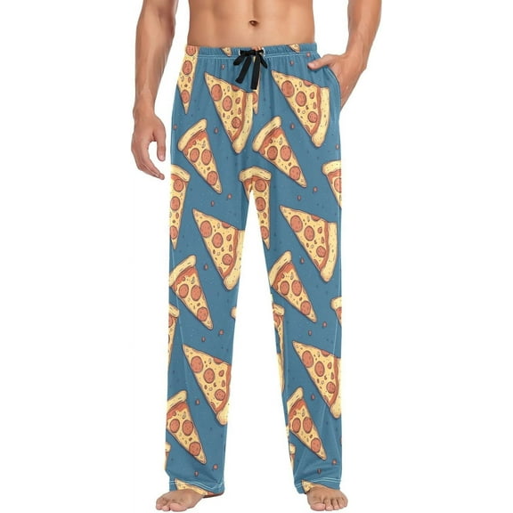 Top-kevin Men's Pajama Bottoms, Sleeping Long Pant Pepperoni Pizza Slices Pajamas Lounge Wear Sleepwear Pants Pjs