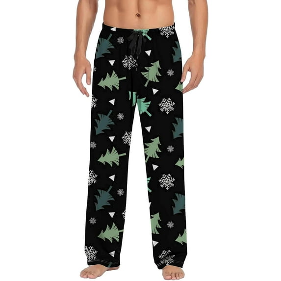 Top-kevin Men's Pajama Pants Christmas Elastic Waistband Soft Lightweight Sleep Lounge Pj Straight Leg Bottoms with Pockets