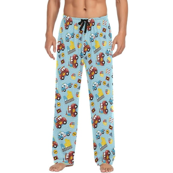 Top-kevin Men's Pajama Pants Truck Car Construction Machines Lounge Pants Super Soft Pajama Bottoms with Pockets