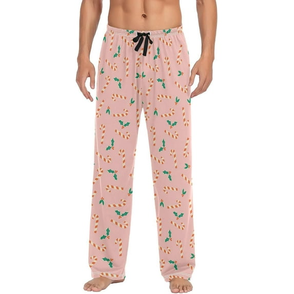 Top-kevin Men's Pink Pajama Pants Super Soft Christmas Winter Red Lounge Pajama Bottoms with Pockets,S-XXL