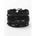 thumbnail image 1 of Top-kevin Men's Street Trend Vintage Beaded Bracelet 4 Piece Set PU Material Adjustable Fit Multilayer Design Boho Style Bat Spider Pendant Bracelet, 1 of 9
