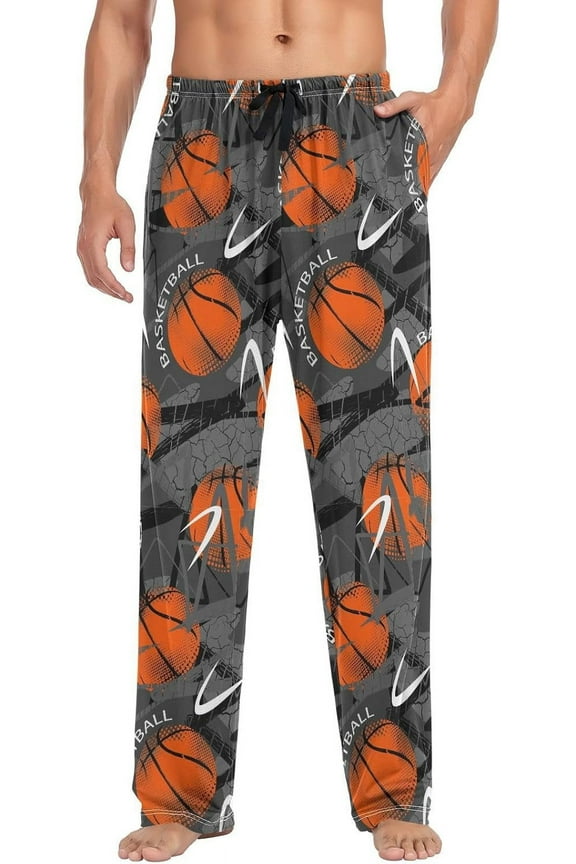 Mens Pajama Bottoms Grunge Basketball Pattern Pajama Pants for Men Sleep Pants