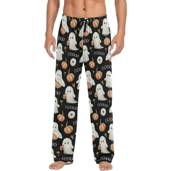 Top-kevin Mens Pajama Pants Ghosts Halloween Boo Lounge Pajama Bottoms with Pockets
