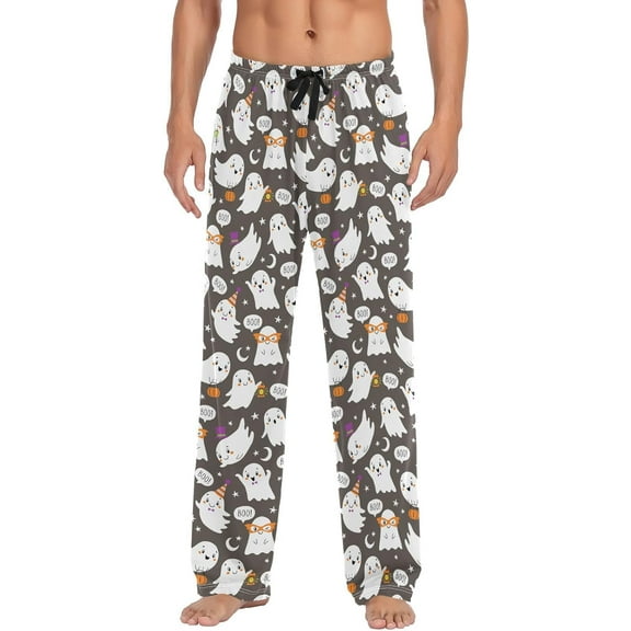 Top-kevin Mens Pajama Pants Ghosts Halloween Boo Lounge Pajama Bottoms with Pockets