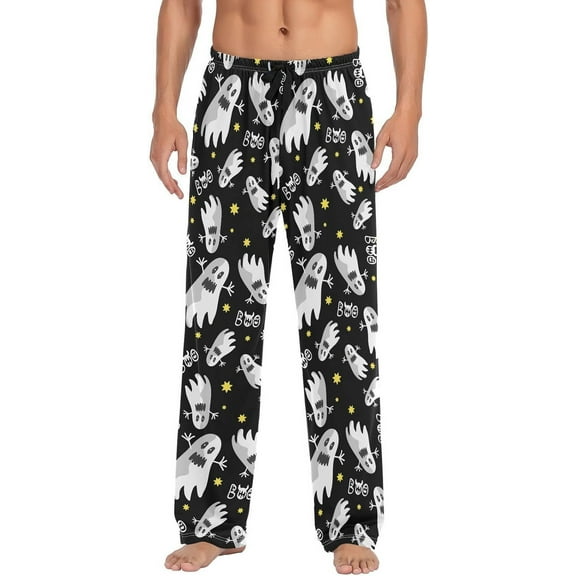 Top-kevin Mens Pajama Pants Ghosts Halloween Boo Lounge Pajama Bottoms with Pockets