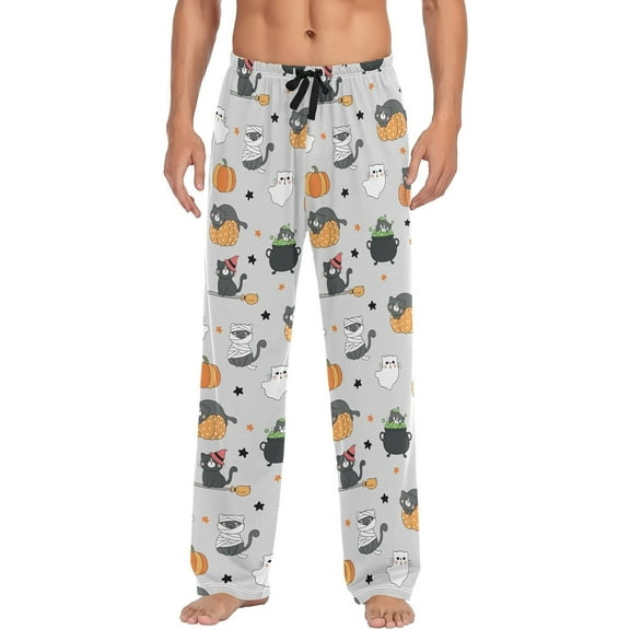 Top-kevin Mens Pajama Pants Ghosts Halloween Boo Lounge Pajama Bottoms with Pockets