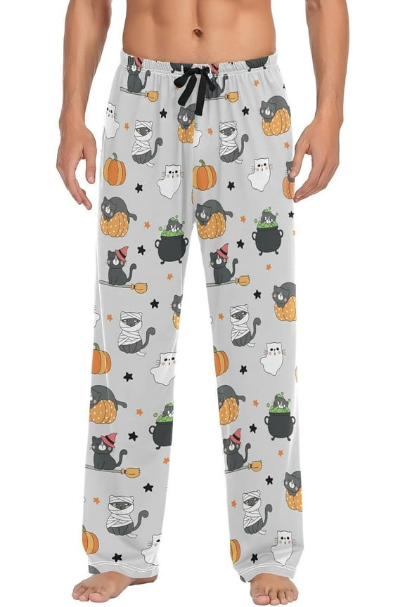 Mens Pajama Pants Ghosts Halloween Boo Lounge Pajama Bottoms with Pockets