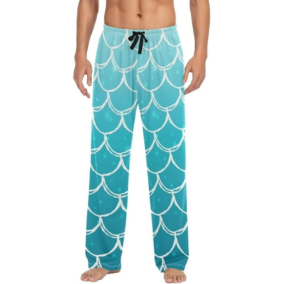 Top-kevin Mermaid Scale Pajama Pants Mens Lounge Pants Lightweight Men Pajama Bottoms with Drawstring Pockets