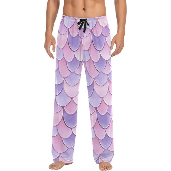 Top-kevin Mermaid Scales Mens Pajama Pants with Drawstring Pockets Lounge Pants Casual Pajama Bottoms Men Sleep PJ Pants
