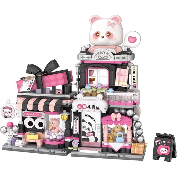 Top-kevin Mini City Shop Street View Building Blocks Model Set,Simulation Animals Architecture Collection Particle Construction Building Bricks,Home Decoration