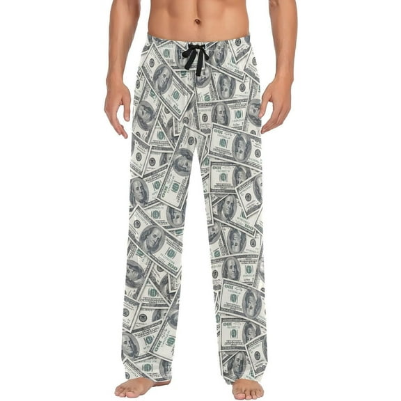 Top-kevin Money Hundred Dollar Bill Men's Pajama Pants Super Soft Sleep Lounge Pants Pjs Bottoms with Pockets