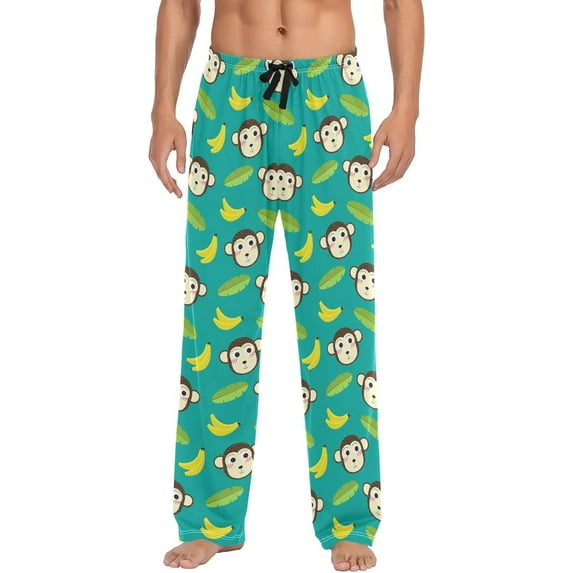 Top-kevin Monkey Banana Pattern Pajama Pants for Men Men's Pajama Pants Mens Pajama Bottoms with Drawstring
