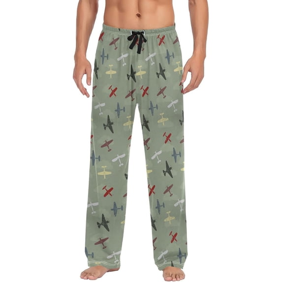 Top-kevin Multi- Airplane Pajama Pants for Men PJs Bottoms Sleep Lounge Pants with Pockets, S M L XL XXL