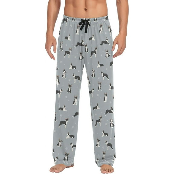 Top-kevin Multi- Boston Terrier Dog Pajama Pants for Men PJs Bottoms Sleep Lounge Pants with Pockets, S M L XL XXL