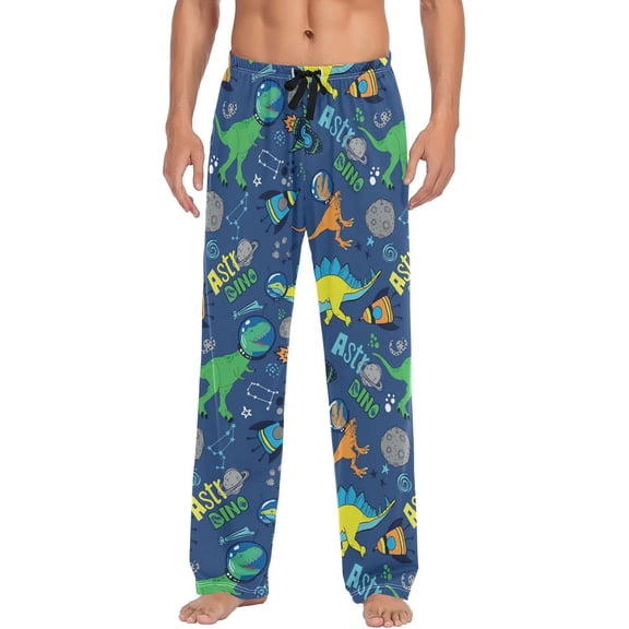Top-kevin Multi- Dinosaur Men's Pajama Pants Pjs Bottoms with Pockets Sleep Lounge Pants for Men