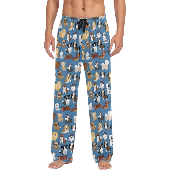 Top-kevin Multi- Dogs Pajama Pants for Men PJs Bottoms Sleep Lounge Pants with Pockets