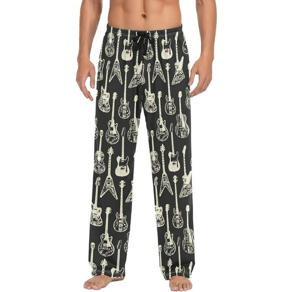 Top-kevin Multi- Electric Guitar Men's Pajama Pants Pjs Bottoms with Pockets Sleep Lounge Pants for Men