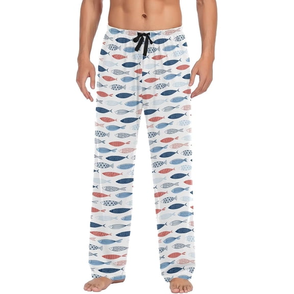 Top-kevin Multi- Fish Pajama Pants Men Sleepwear Lounge Pants Pjs Bottoms with Pockets