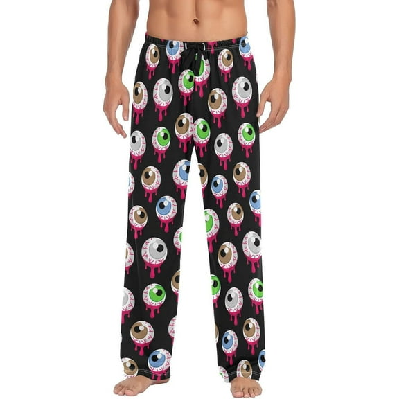 Top-kevin Multi- Halloween Eyeballs Men's Pajama Pants Pjs Bottoms with Pockets Sleep Lounge Pants for Men