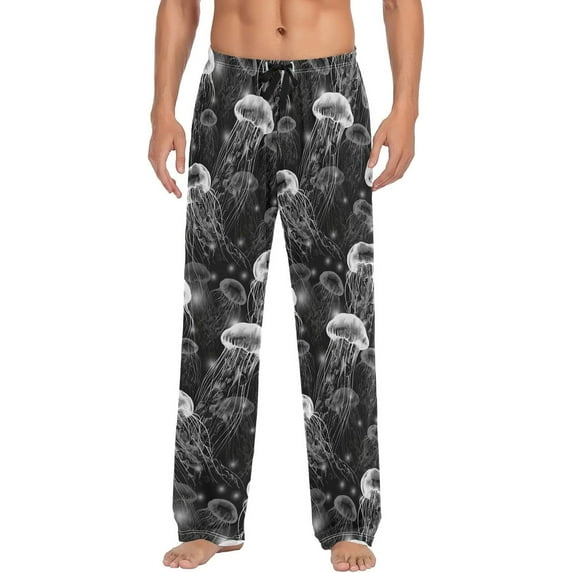 Top-kevin Multi- Jellyfish Men's Pajama Pants Pjs Bottoms with Pockets Sleep Lounge Pants for Men