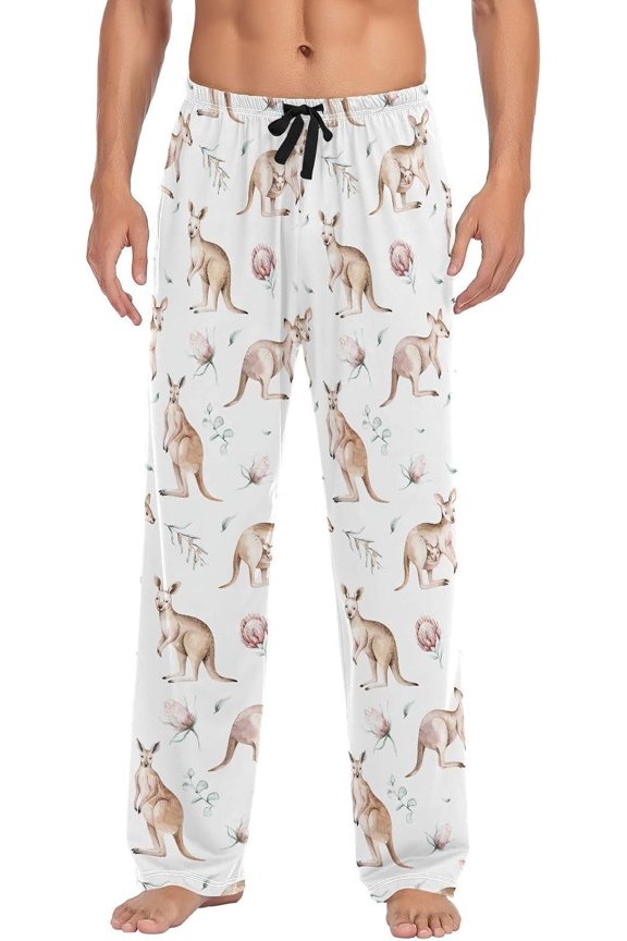 Multi- Kangaroo Men's Pajama Pants Pjs Bottoms with Pockets Sleep Lounge Pants for Men