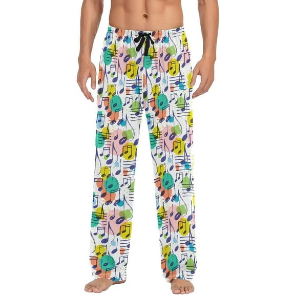 Top-kevin Multi- Music Notes Men's Pajama Pants Sleepwear Lounge Pajama Bottoms with Pockets, S M L XL XXL