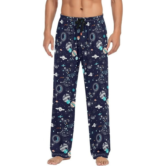 Top-kevin Multi- Outer Space Galaxy Men's Pajama Pants Pjs Bottoms with Pockets Sleep Lounge Pants for Men