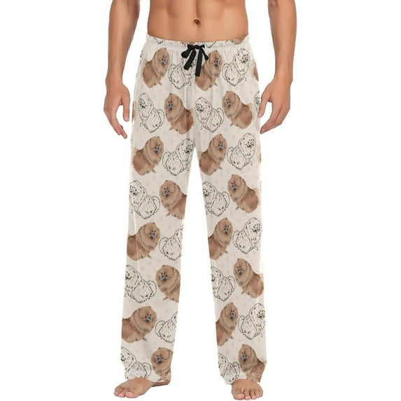 Top-kevin Multi- Pomeranian Print Pajama Pants Men Sleepwear Lounge Pants Pjs Bottoms with Pockets