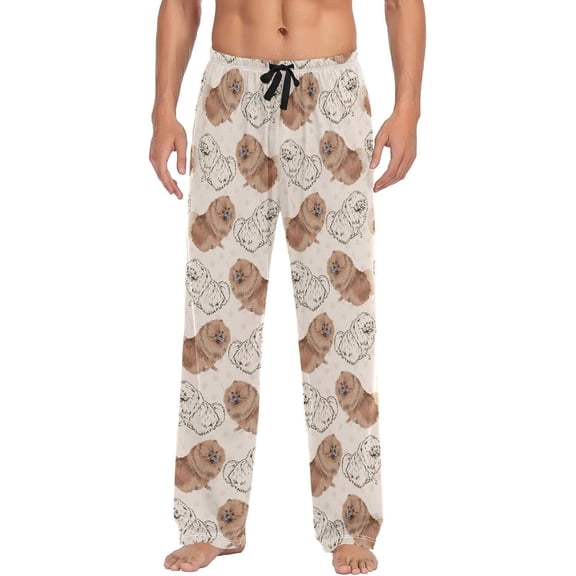 Top-kevin Multi- Pomeranian Print Pajama Pants Men Sleepwear Lounge Pants Pjs Bottoms with Pockets