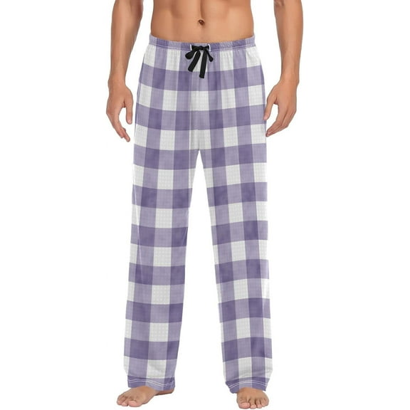 Top-kevin Multi- Purple Plaid Men's Pajama Pants Sleepwear Lounge Pajama Bottoms with Pockets, S M L XL XXL