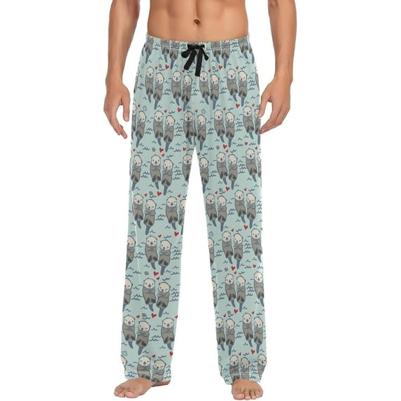 Top-kevin Multi- Sea Otter Print Pajama Pants Men Sleepwear Lounge Pants Pjs Bottoms with Pockets