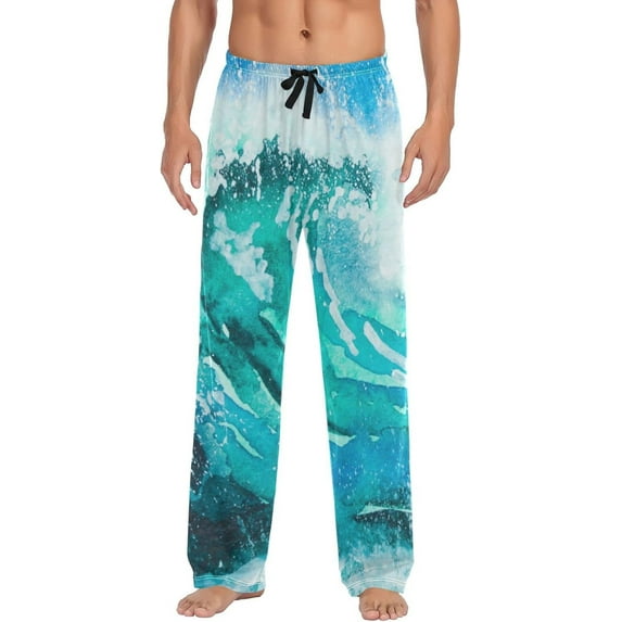 Top-kevin Multi- Sea Wave Pajama Pants Men Sleepwear Lounge Pants Pjs Bottoms with Pockets