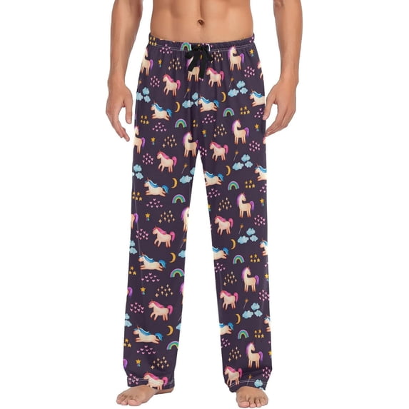 Top-kevin Multi- Unicorn Pajama Pants for Men PJs Bottoms Sleep Lounge Pants with Pockets, S M L XL XXL