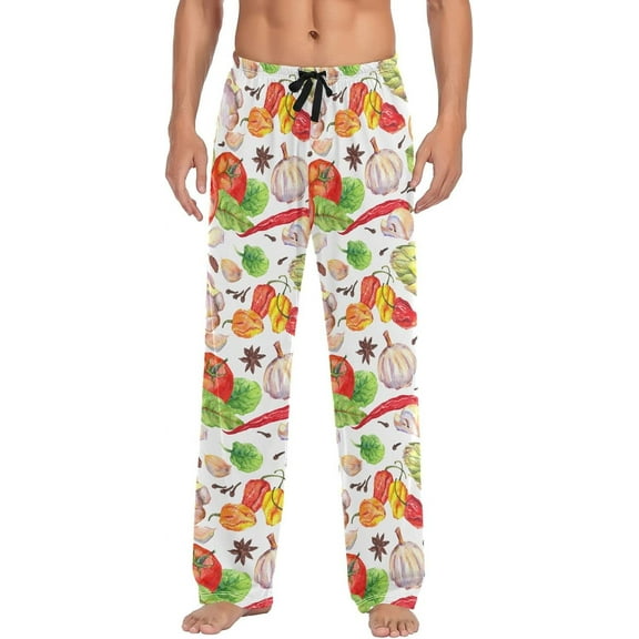 Top-kevin Multi- Vegetables Men's Pajama Pants Pjs Bottoms with Pockets Sleep Lounge Pants for Men