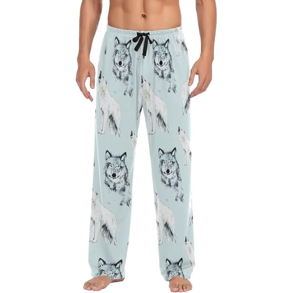 Top-kevin Multi- Wolf Pajama Pants for Men PJs Bottoms Sleep Lounge Pants with Pockets
