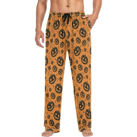 Top-kevin Multicolor-pumpkin Pajama Pants Men's Pajama Bottoms Lounge Sleepwear PJs Casual Sleep Pants S