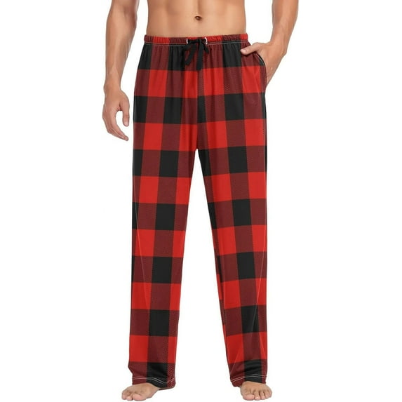 Top-kevin Multicolor-red Black Plaid Men's Pajama Bottoms Pajama Pants for Men Soft Men's Separate Bottoms Lounge Pants