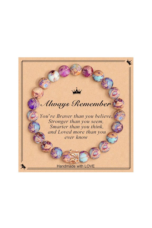 Natural Stone Bracelet for Men, Teens, Adjustable Bracelet Gifts for Son Grandson,Inspirational Birthday Christmas Graduation Gifts