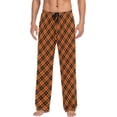 thumbnail image 1 of Top-kevin Orange Black Buffalo Plaid Men's Pajama Pants, Casual Men Pajama Bottoms, 1 of 7