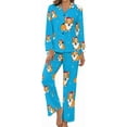 thumbnail image 1 of Top-kevin Pajama Sets for Womens Cinnamon Rolls Leaves Loose Button Down Long Sleeve Shirts And Pants Set, 1 of 12