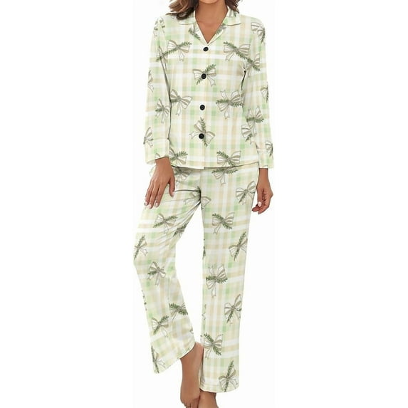 Top-kevin Pajama Sets for Womens Cowboys Riding Horses Loose Button Down Long Sleeve Shirts And Pants Set