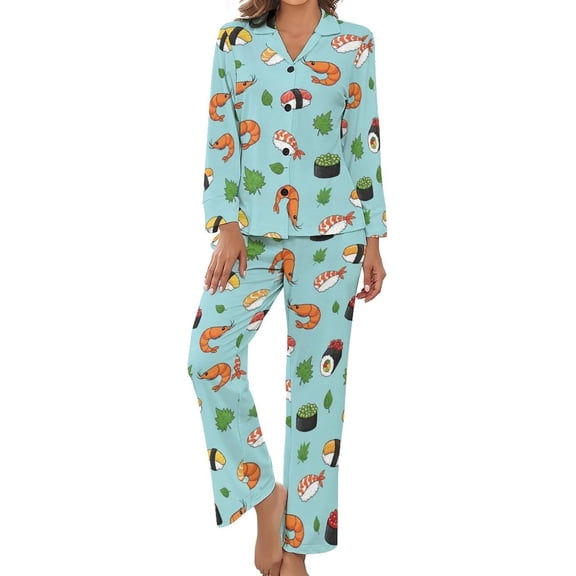 Top-kevin Pajama Sets for Womens Horse Stars Black Loose Button Down Long Sleeve Shirts And Pants Set