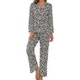 thumbnail image 1 of Top-kevin Pajama Sets for Womens Martini Cherry Bow Loose Button Down Long Sleeve Shirts And Pants Set, 1 of 12