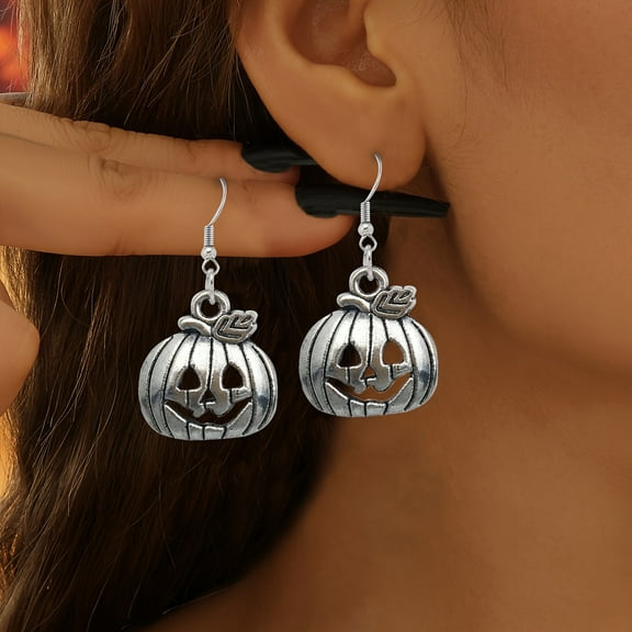Top-kevin Perfect And Cute Gift For Women, Featuring A Halloween Dark Element Human Skeleton Frame & Bat & Spider & Pumpkin Design Lady's Jewelry Earrings And Pendants.