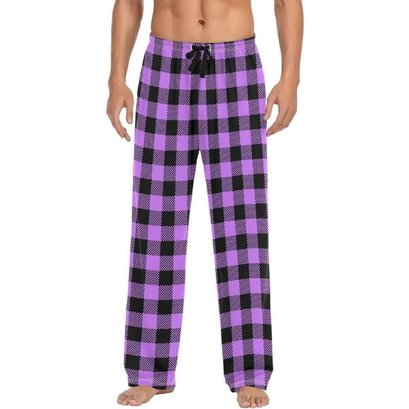 Top-kevin Purple Bufflo Plaid Pajama Pants for Men Pajama Bottoms Sleep Lounge Pjs Pants