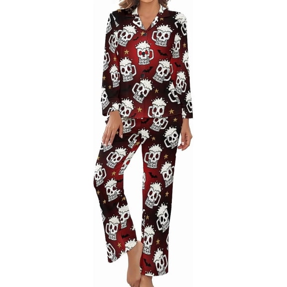 Top-kevin Red Bows Holly Pine Women's Long-Sleeve Shirt And Full-Length Bottom Pajama Set