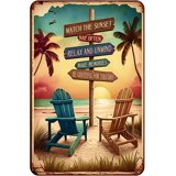 Top-kevin Retro Beach Tin Signs Room Decor Vintage Beachy Bedroom ...