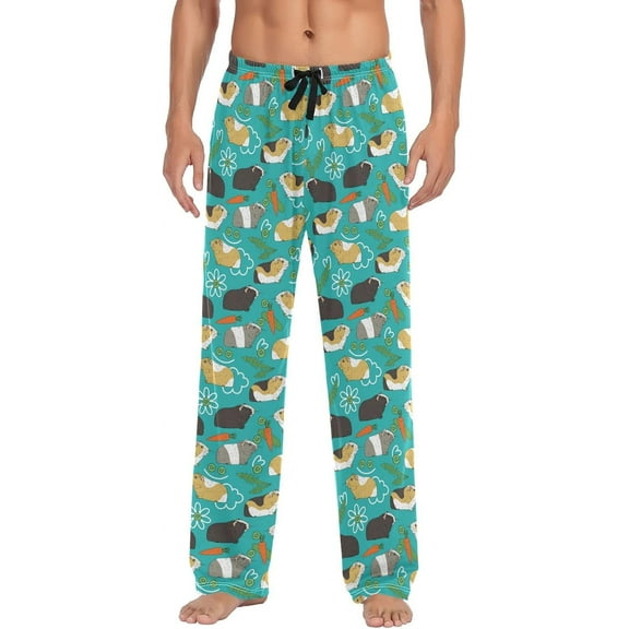 Top-kevin Sea Otter Men's Pajama Pants Pjs Bottoms with Pockets Sleep Lounge Pants for Men